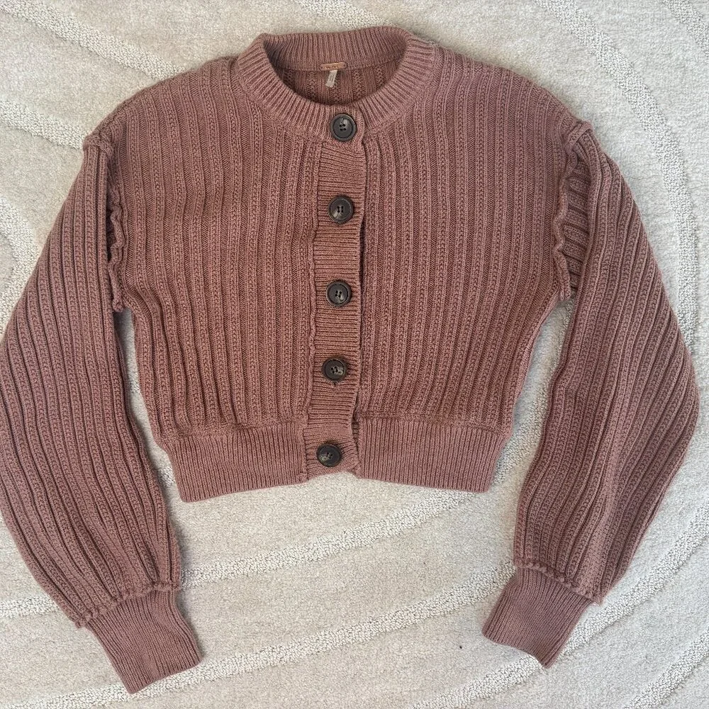 Free People "All Yours" Mocha Brown Cardigan - Picture 1 of 4